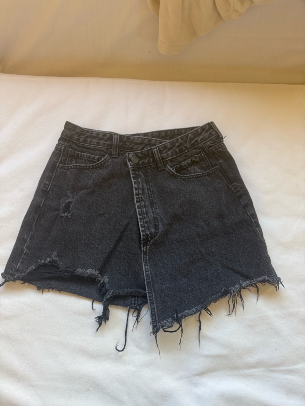 Gianni Bini Black Denim Skirt with Yellow Brand Tag